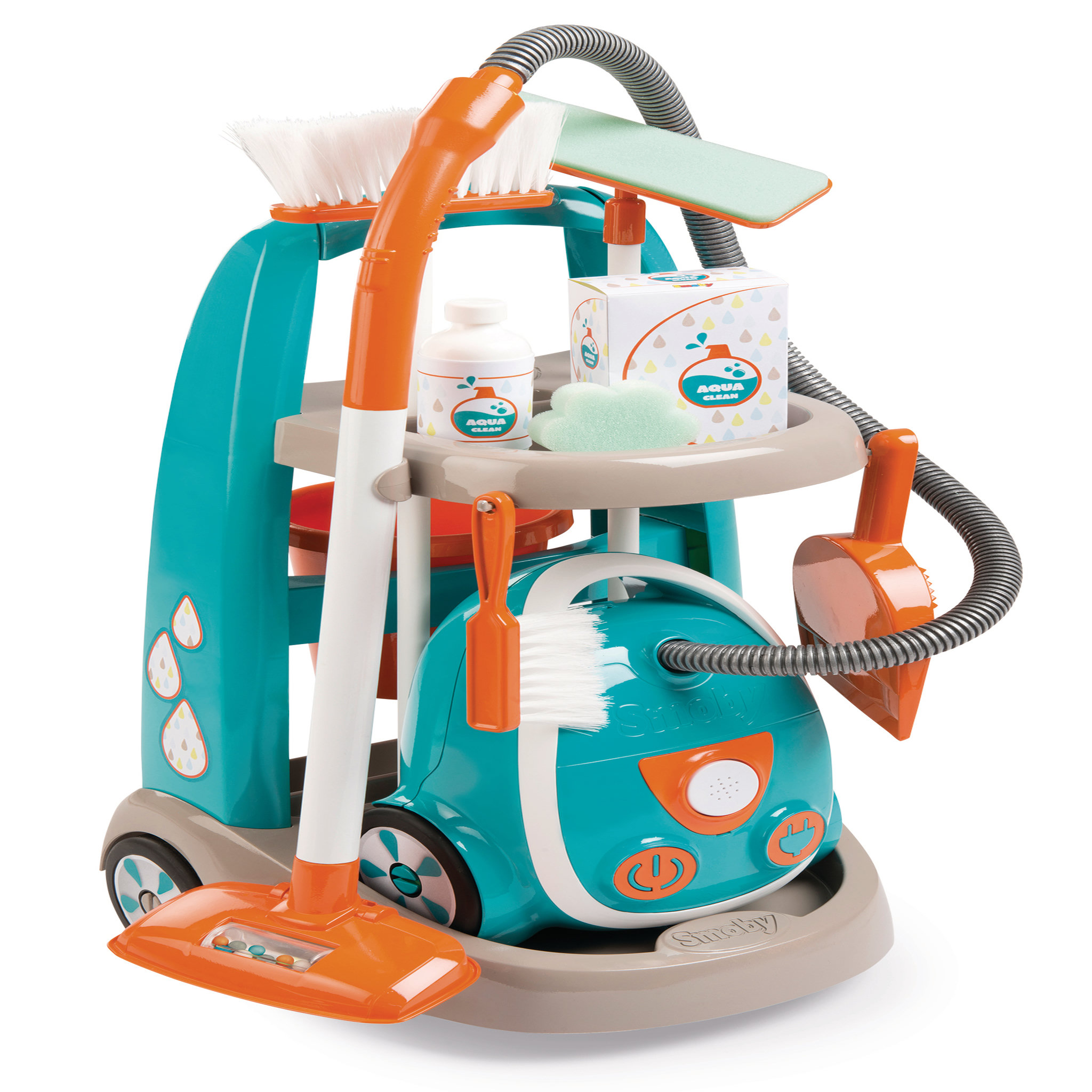Voir la diapositive 1 : SMOBY Chariot de ménage + aspirateur 