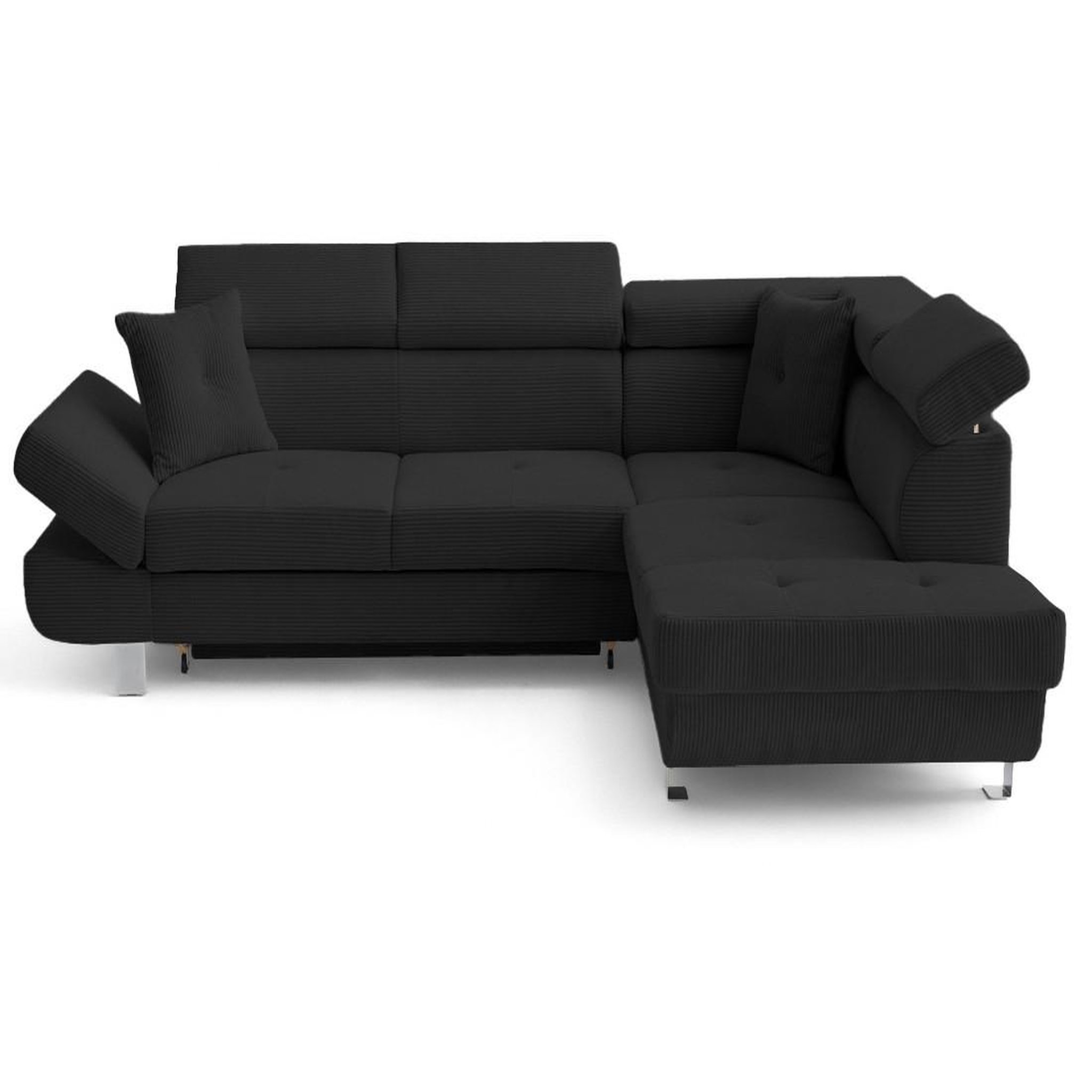 Voir la diapositive 1 : BEST MOBILIER Lisbona - canapé d'angle droit 5 places convertible avec têtières en velours côtelé