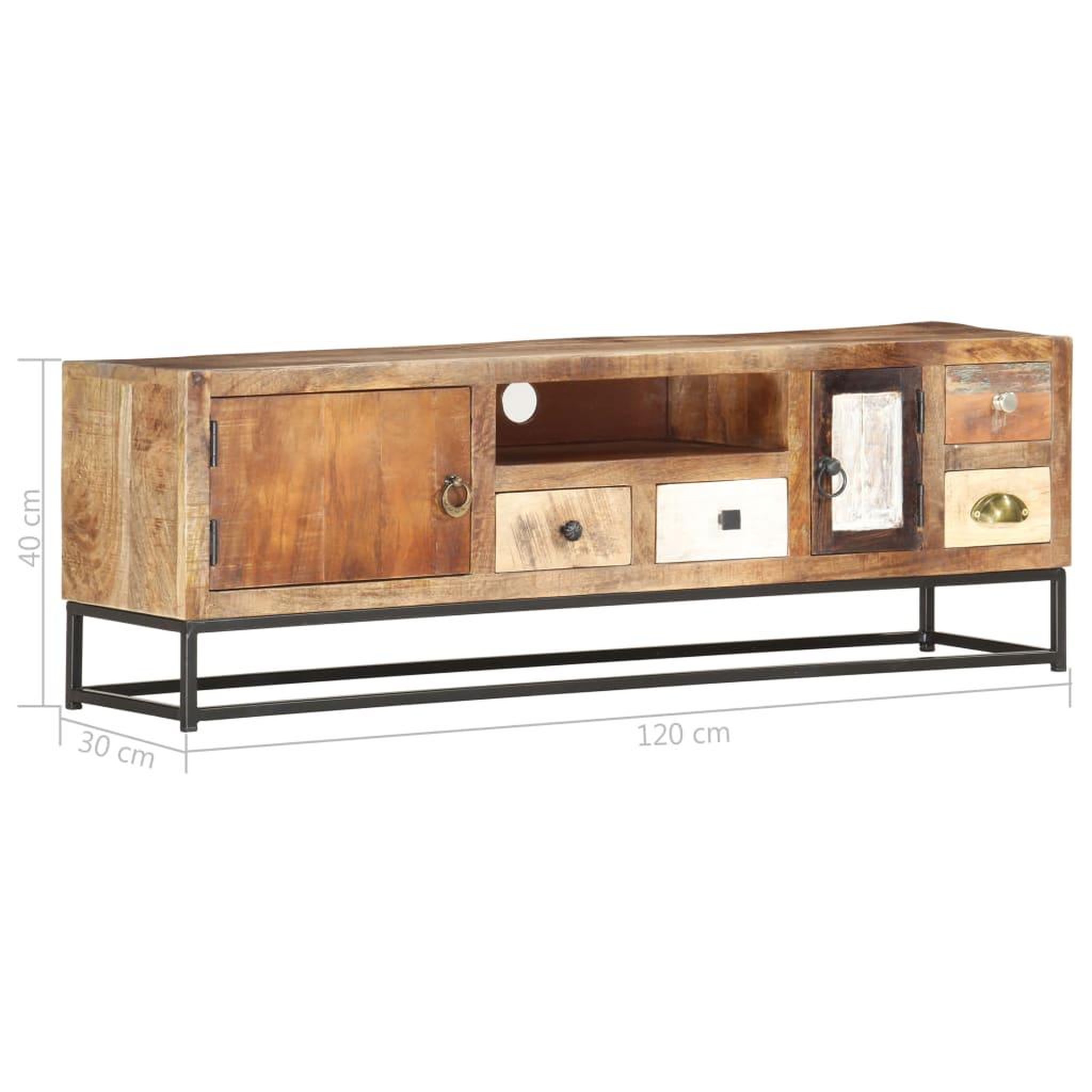 Voir la diapositive 6 : VIDAXL Meuble tv 120 x 30 x 40 cm bois de recuperation massif
