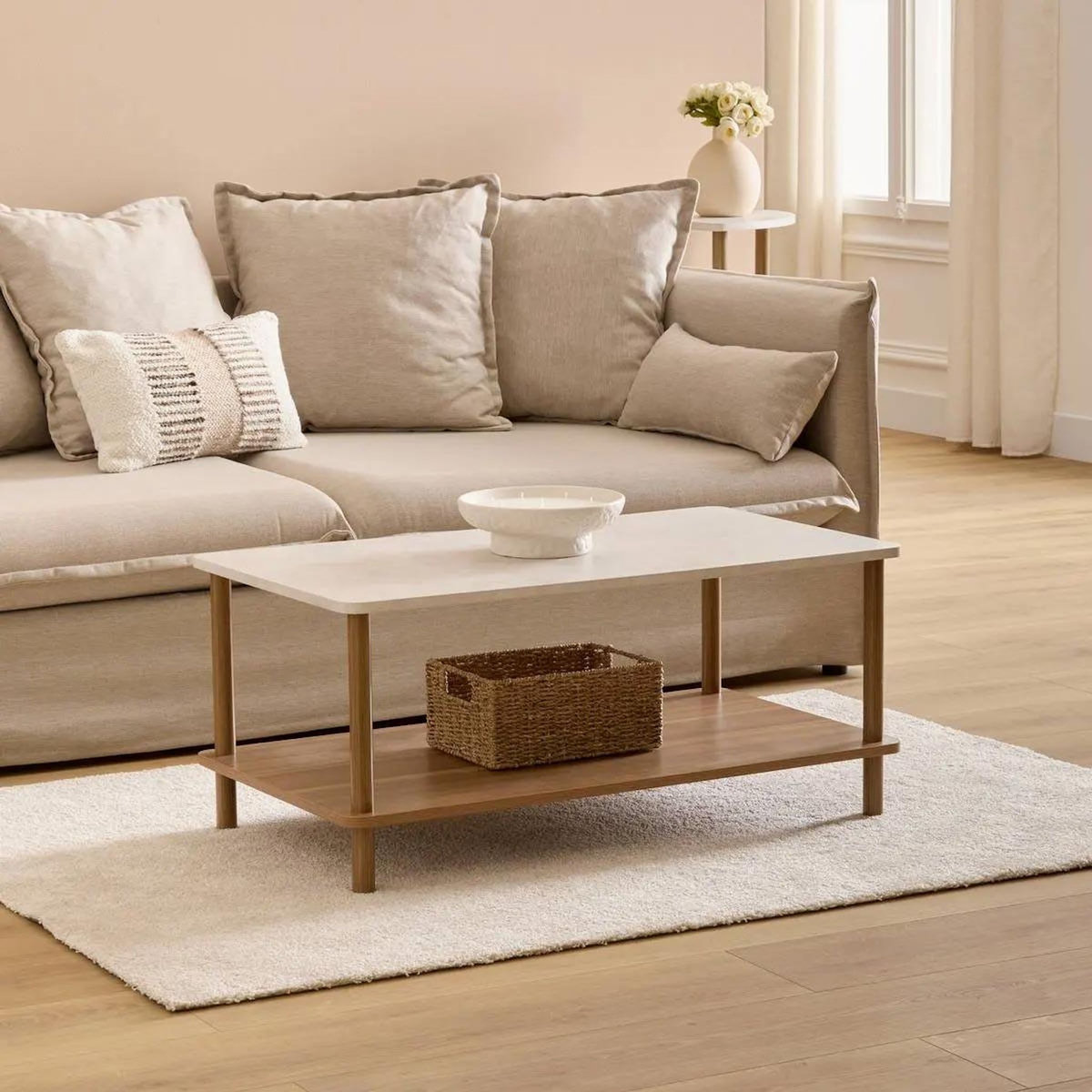 FIVE Table Basse Design  Côme  90cm Marron