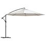 Voir la diapositive 2 : VIDAXL Parasol de jardin en porte-a-faux 3,5 m blanc sable