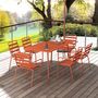 Voir la diapositive 4 : OUTSUNNY Salon de jardin 6 places 7 pièces - table à manger 6 chaises empilables - acier thermolaqué terre battue