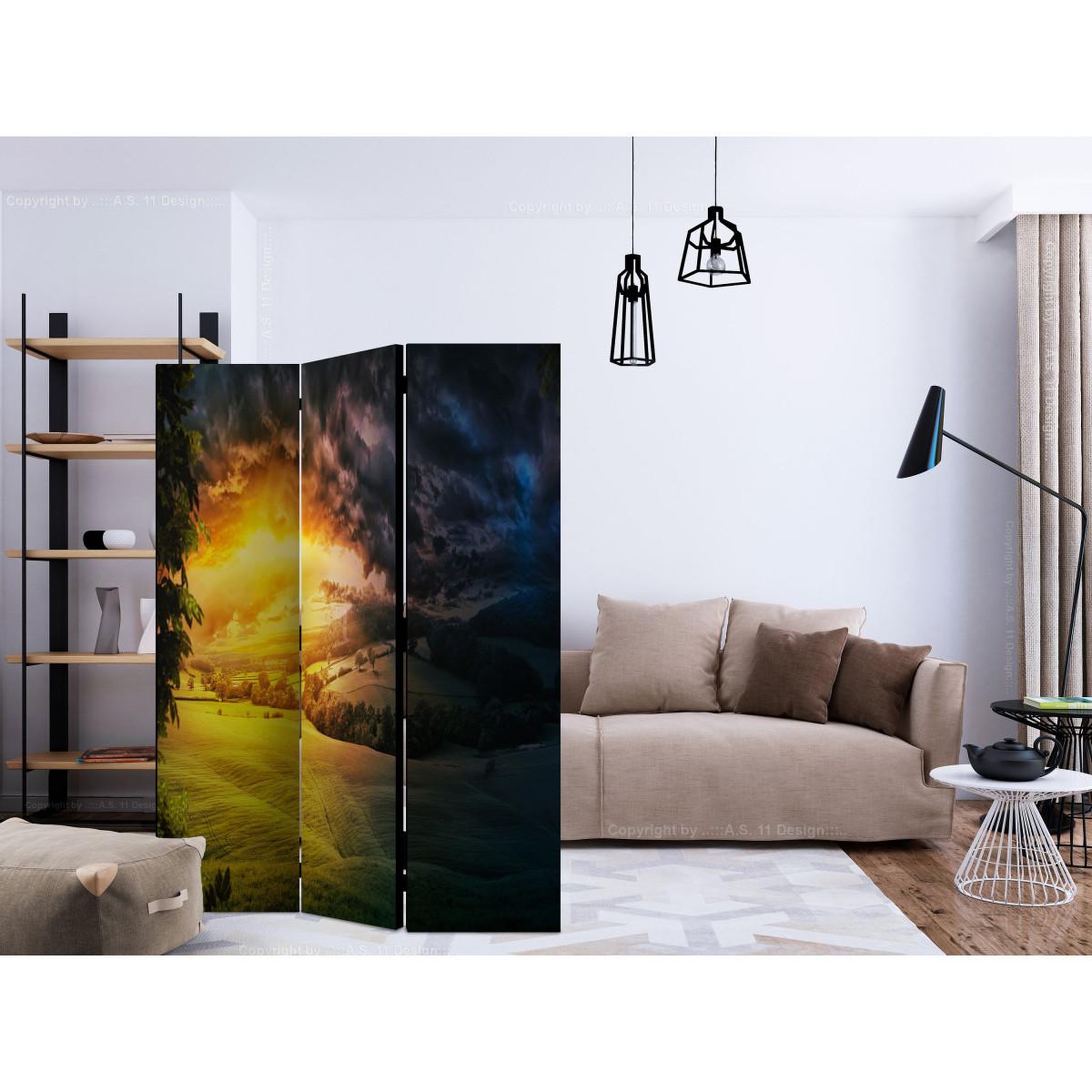 Voir la diapositive 2 : Paris Prix Paravent 3 volets  twilight over the valley  135x172cm