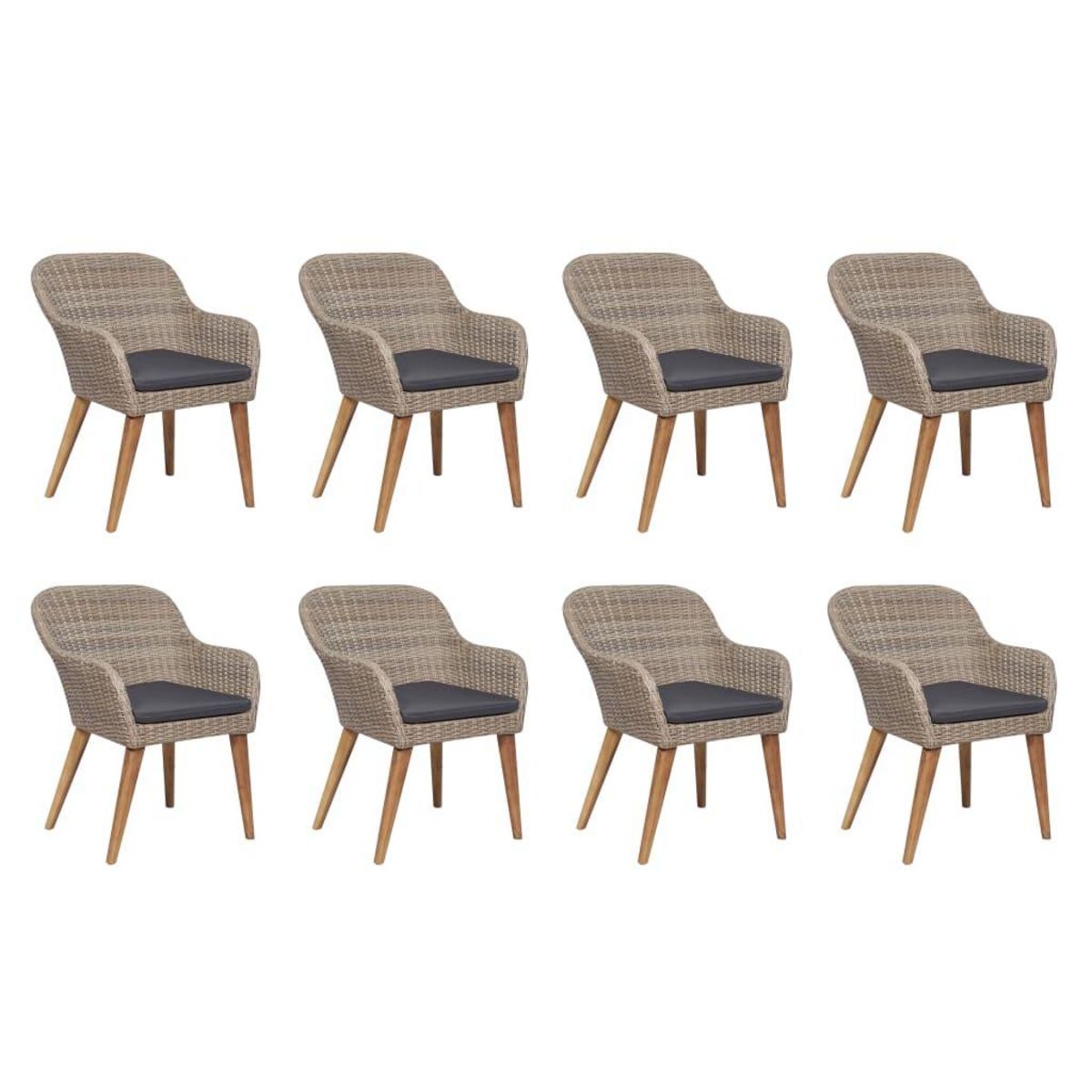 VIDAXL Salon de jardin avec coussins 9 pcs Resine tressee
