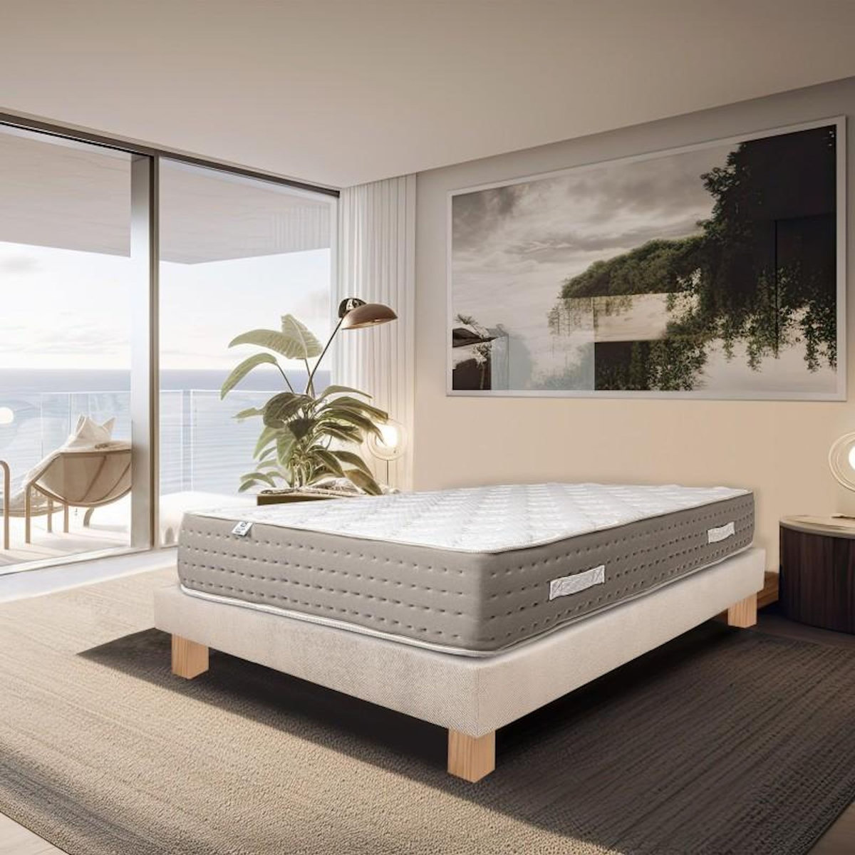 LUXURY LITERIE Ensemble literie ressorts, Dreamlux Ferme, Beige