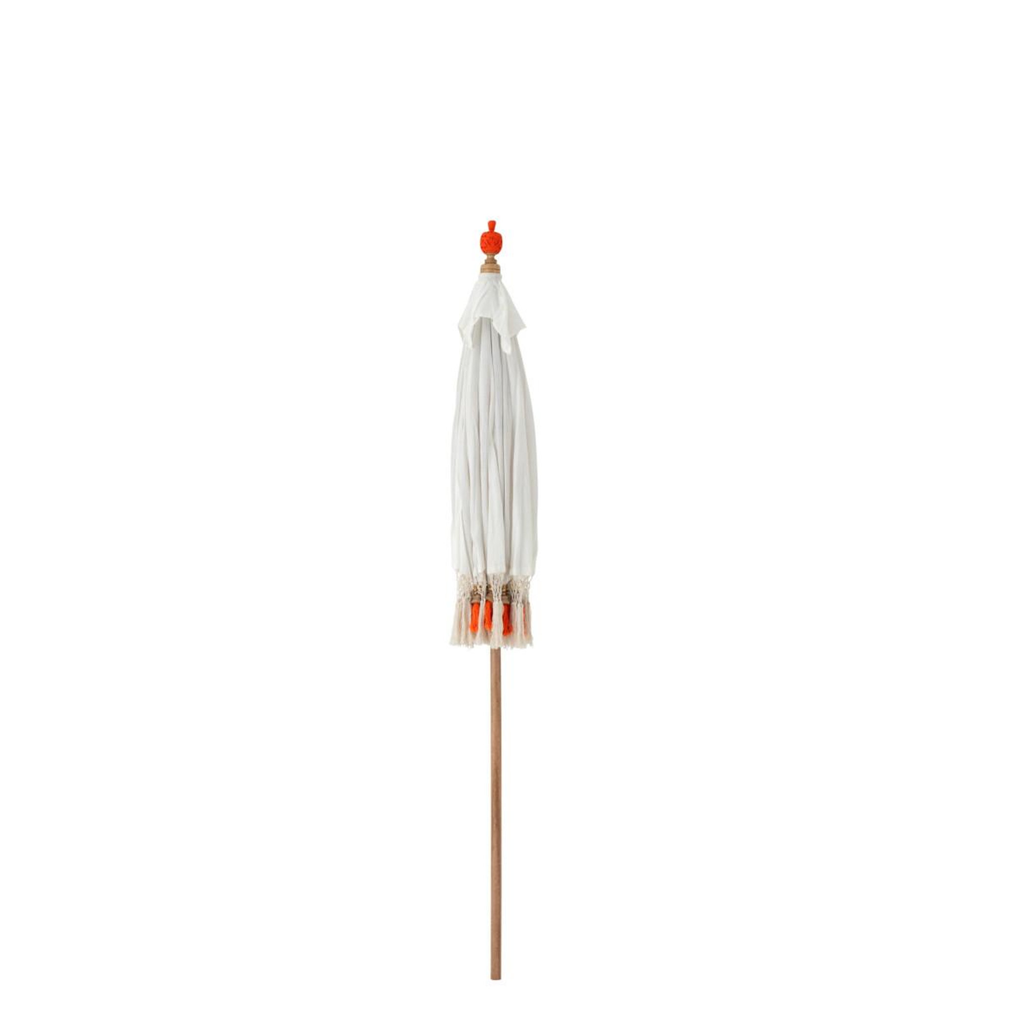 Voir la diapositive 6 : J-LINE Parasol rond à franges  flavie  180cm écru & orange
