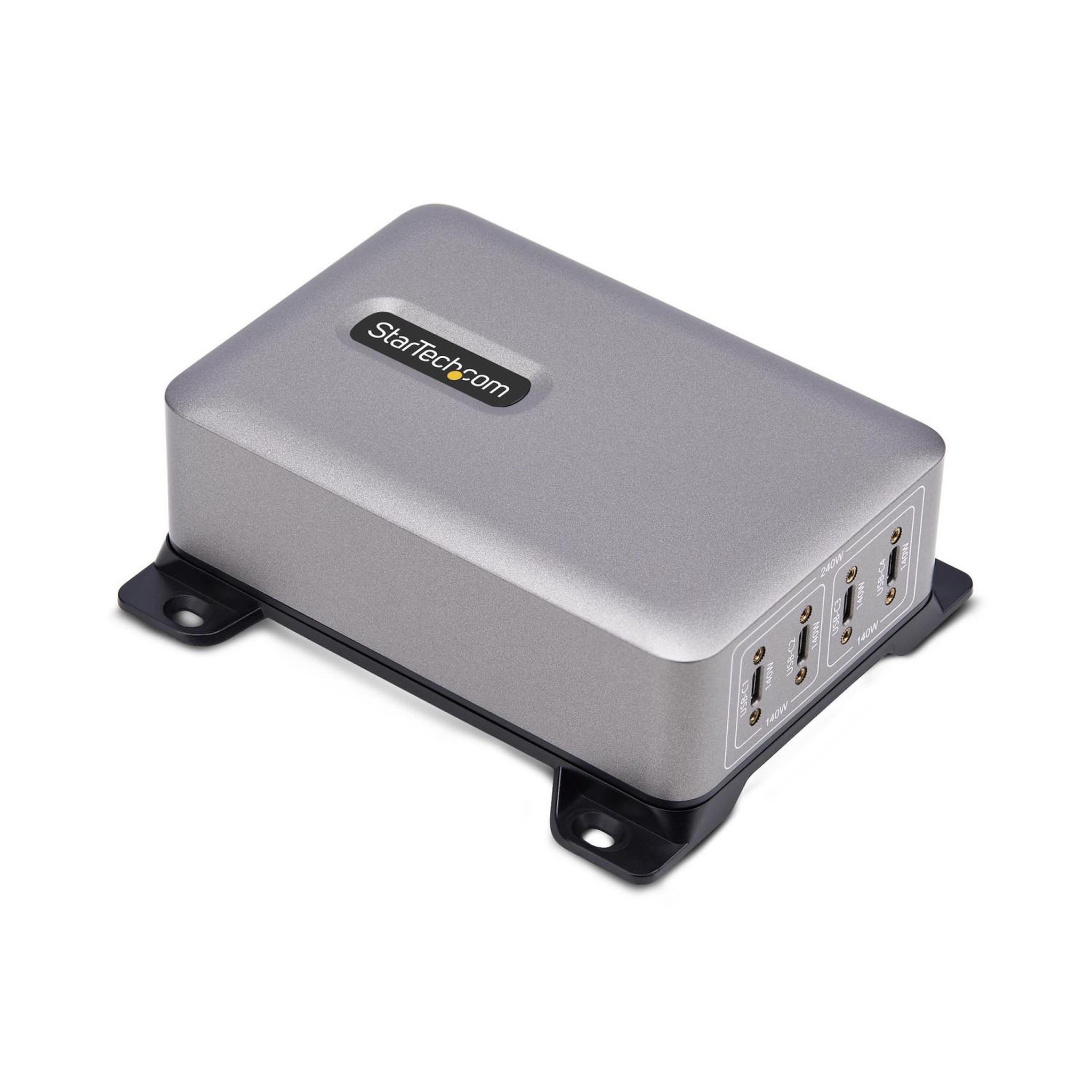 Voir la diapositive 2 : Startech Startech.com chargeur usb-c multi-appareils à 4 ports, 240 w au total, port unique 140 w epr, pd 3.1, ports de verrouillage à vis, salles de réunion, support inclus pour le montage en surface