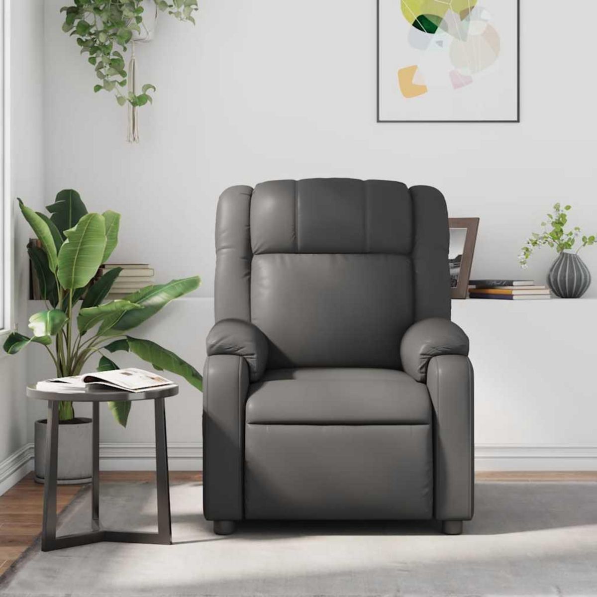 VIDAXL Fauteuil de massage inclinable Gris Similicuir