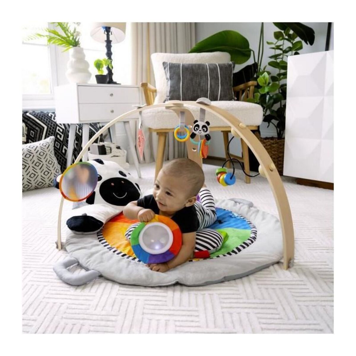 BABY EINSTEIN BABY EINSTEIN Zen's Activity Milestones tapis d'éveil avec barre en bois, jouets multisensoriels, des la naissance