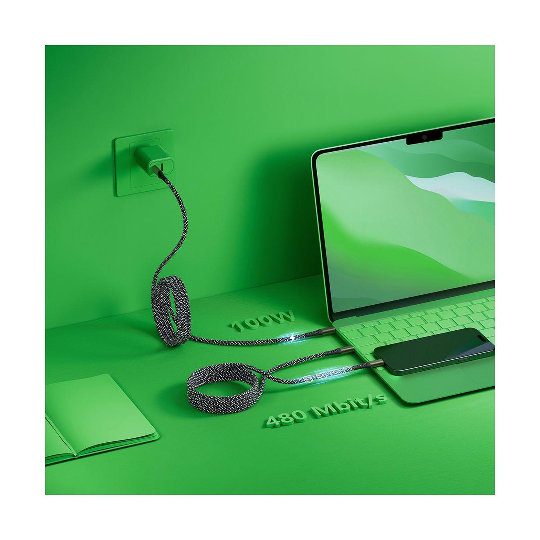 Voir la diapositive 5 : X-moove Câble de charge 100W PowerDelivery matériaux recyclés