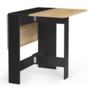 Voir la diapositive 4 : ID MARKET Table console pliable EDI 2-4 personnes bois noir plateau façon hêtre 103 x 76 cm