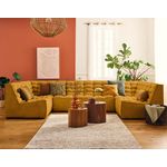 LISA DESIGN Ellie - canapé modulable panoramique 7 places en velours texturé. Coloris disponibles : Gris, Noir, Bleu, Beige, Orange, Jaune