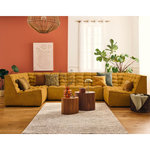 LISA DESIGN Ellie - canapé modulable panoramique 7 places en velours texturé. Coloris disponibles : Jaune, Noir, Gris, Bleu, Beige, Orange