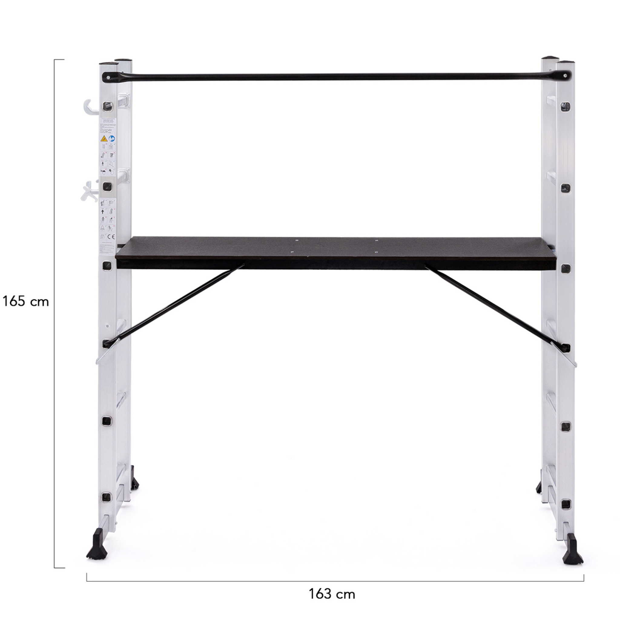 Voir la diapositive 5 : ID MARKET Échafaudage aluminium échelle multifonction avec plateforme modulable sur roues, hauteur 165 cm