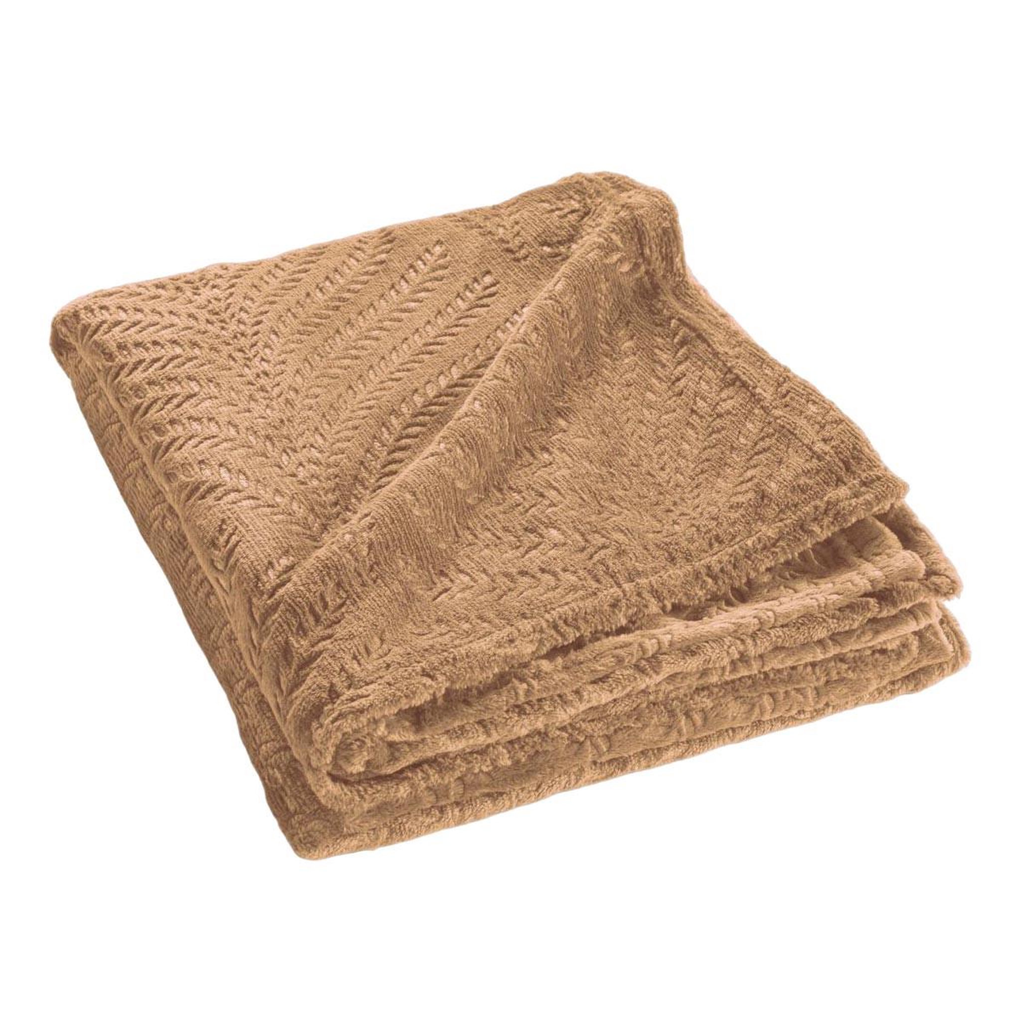 Douceur d'Intérieur Plaid uni en flanelle  nelia  125x150cm camel