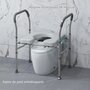 HOMCOM Chaise percée - Chaise de douche percée - hauteur réglable, seau amovible pliable - antidérapante - alu PVC gris