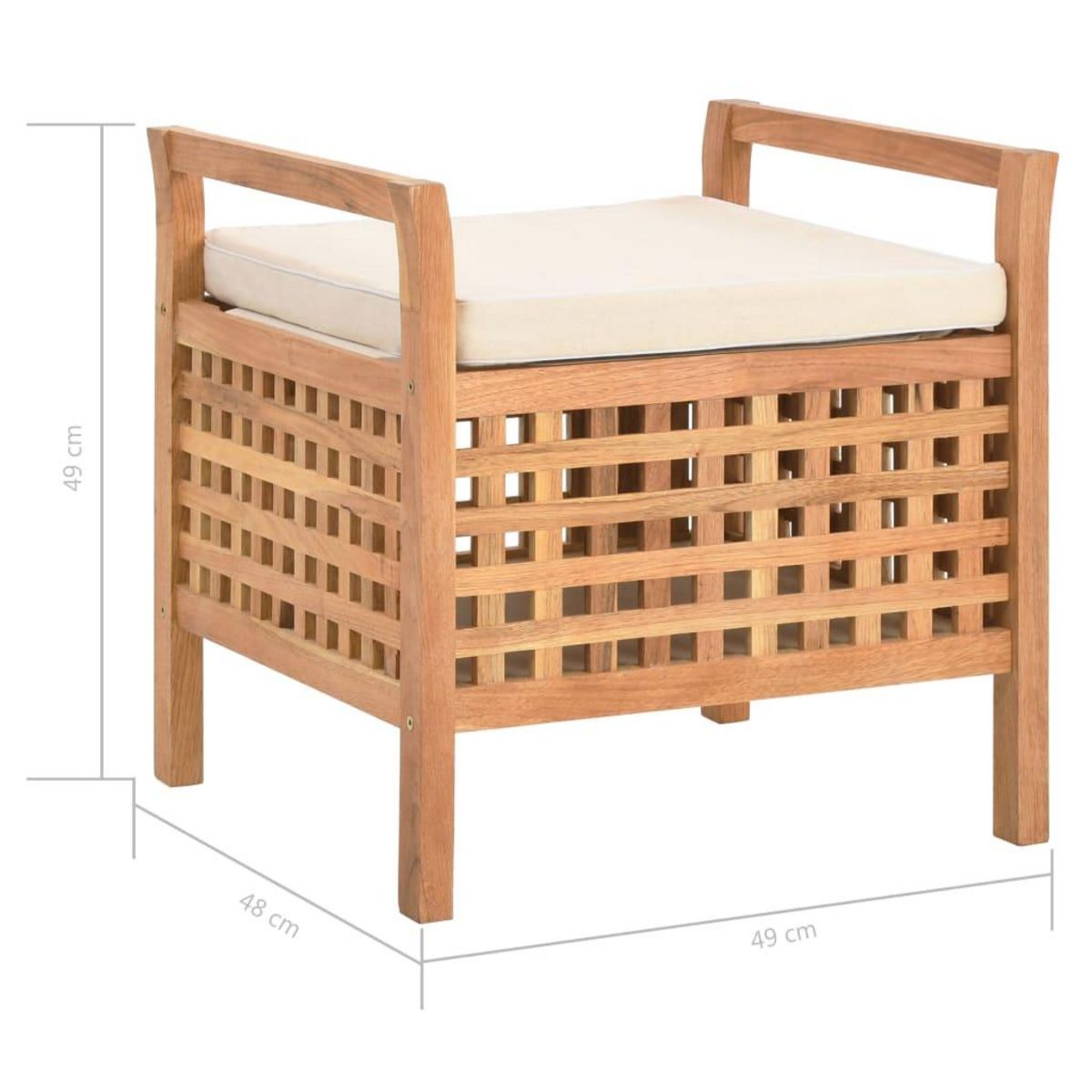 VIDAXL Banc de rangement 49x48x49 cm Bois de noyer massif
