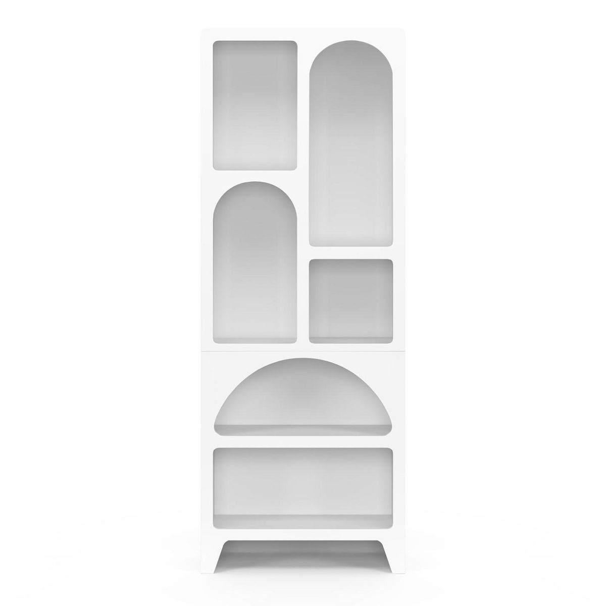 ID MARKET Etagère bibliothèque organique ALESIA 6 compartiments bois blanc