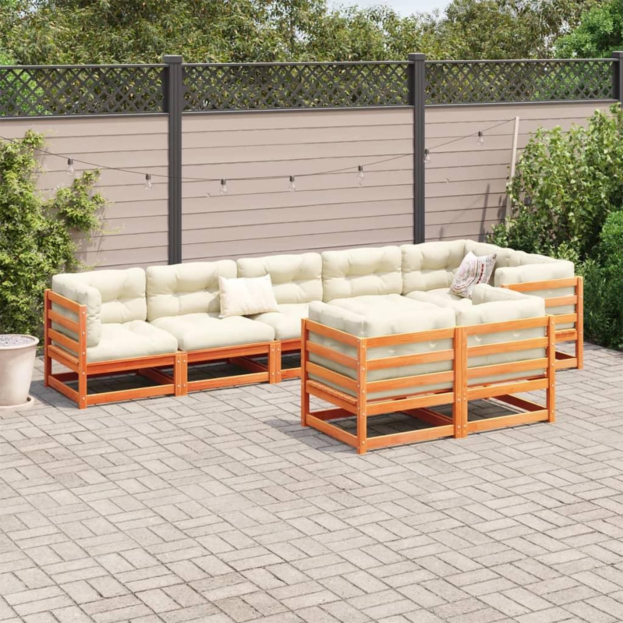 Voir la diapositive 3 : VIDAXL Salon de jardin 8 pcs marron cire bois de pin massif