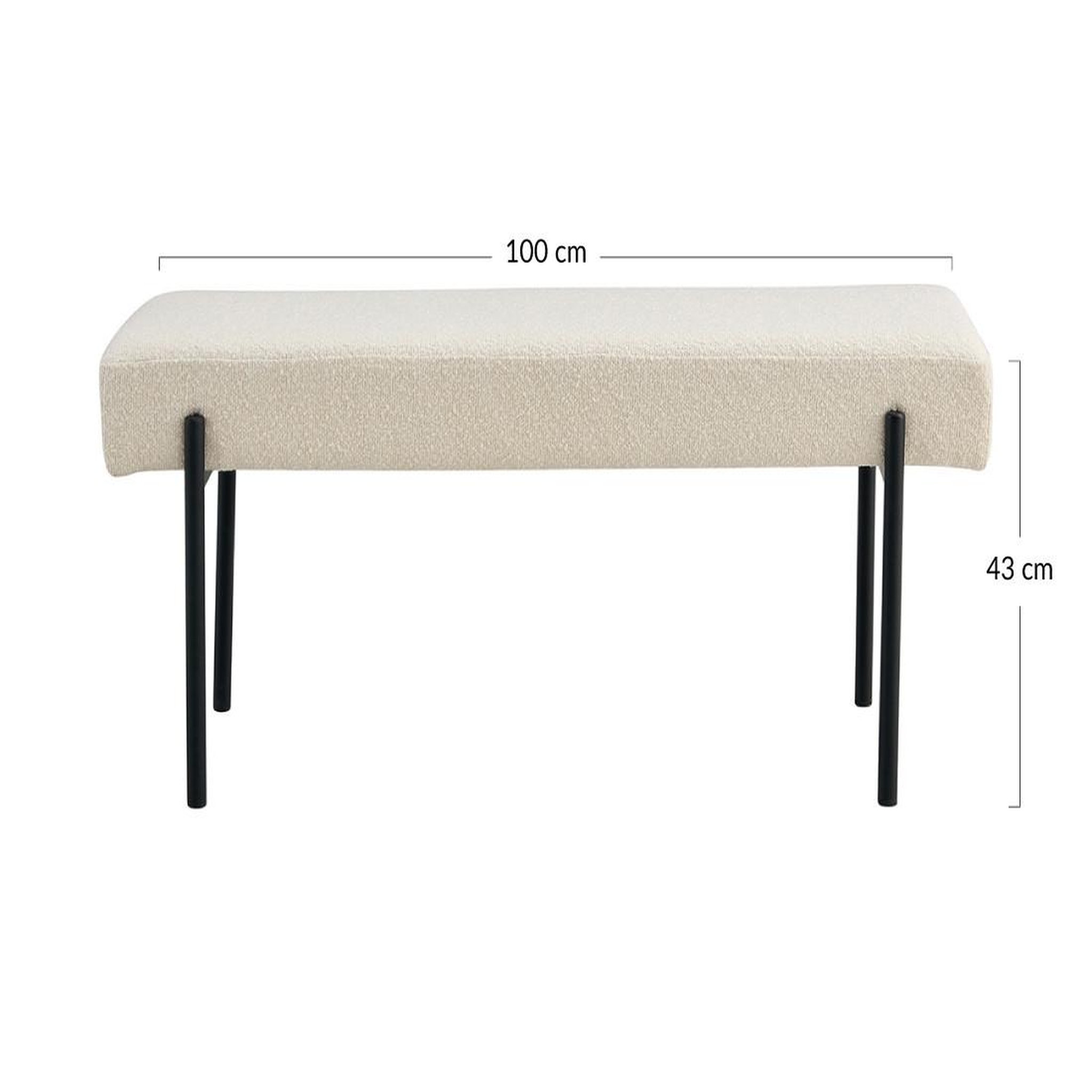 Voir la diapositive 5 : LISA DESIGN Romeo - banc - tissu bouclette - 100 cm
