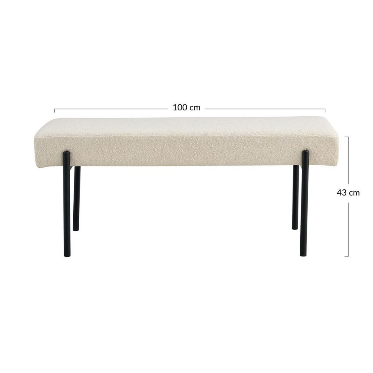 LISA DESIGN Romeo - banc - tissu bouclette - 100 cm