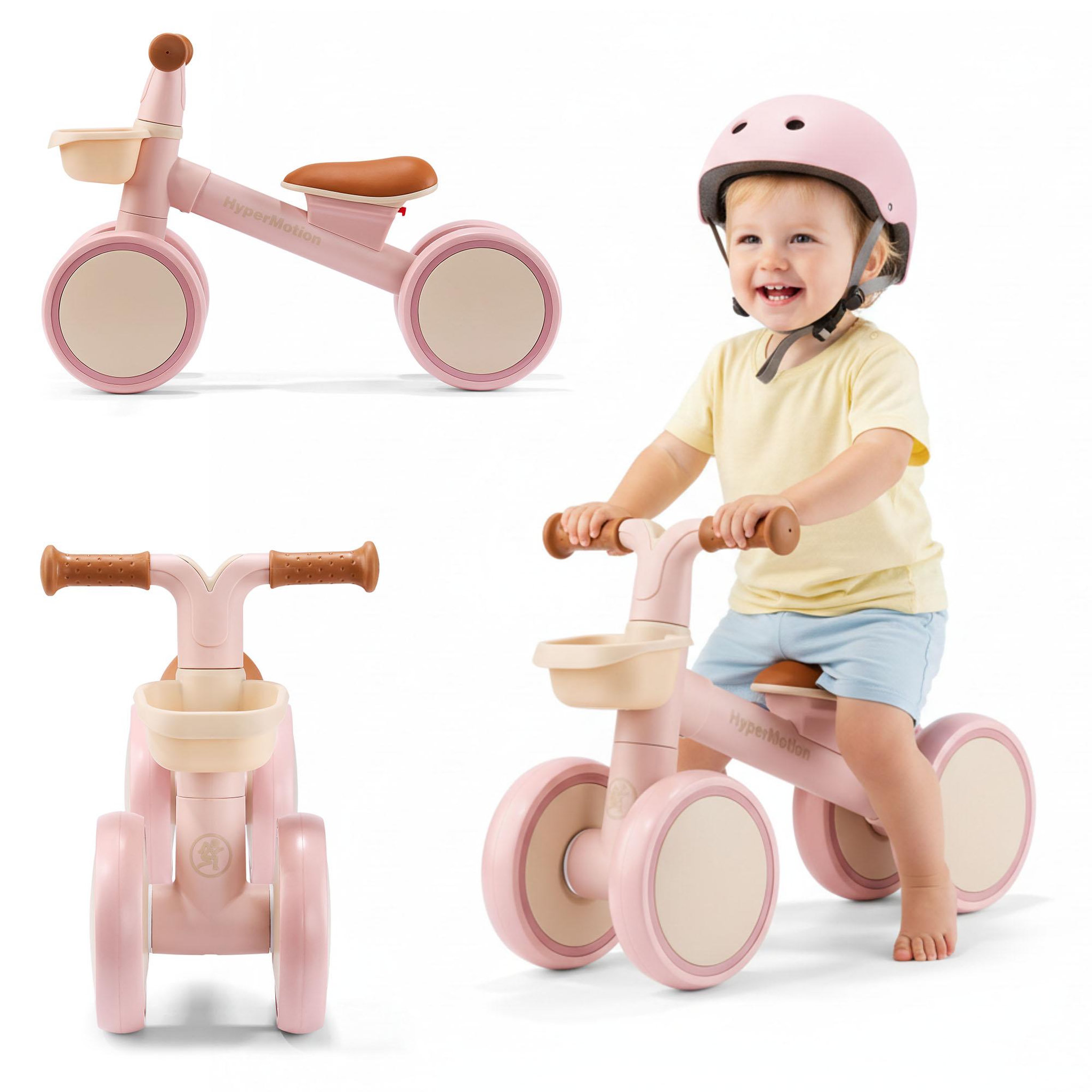 HYPERMOTION Draisienne enfant 4 roues HyperMotion Tobi Mini rose avec panier 12-36 mois