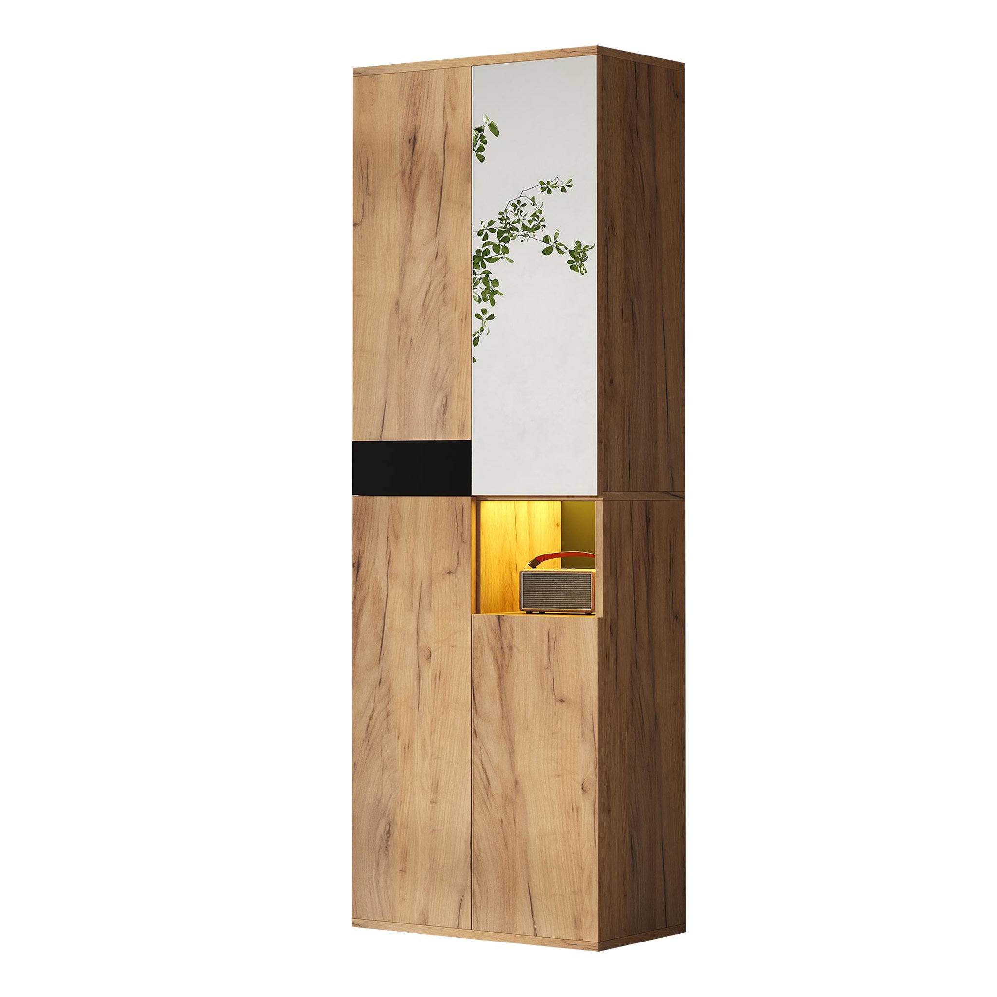MERAX Buffet 3 porte(s) 0 tiroir(s) - 65 cm naturel+noir panneau de particules