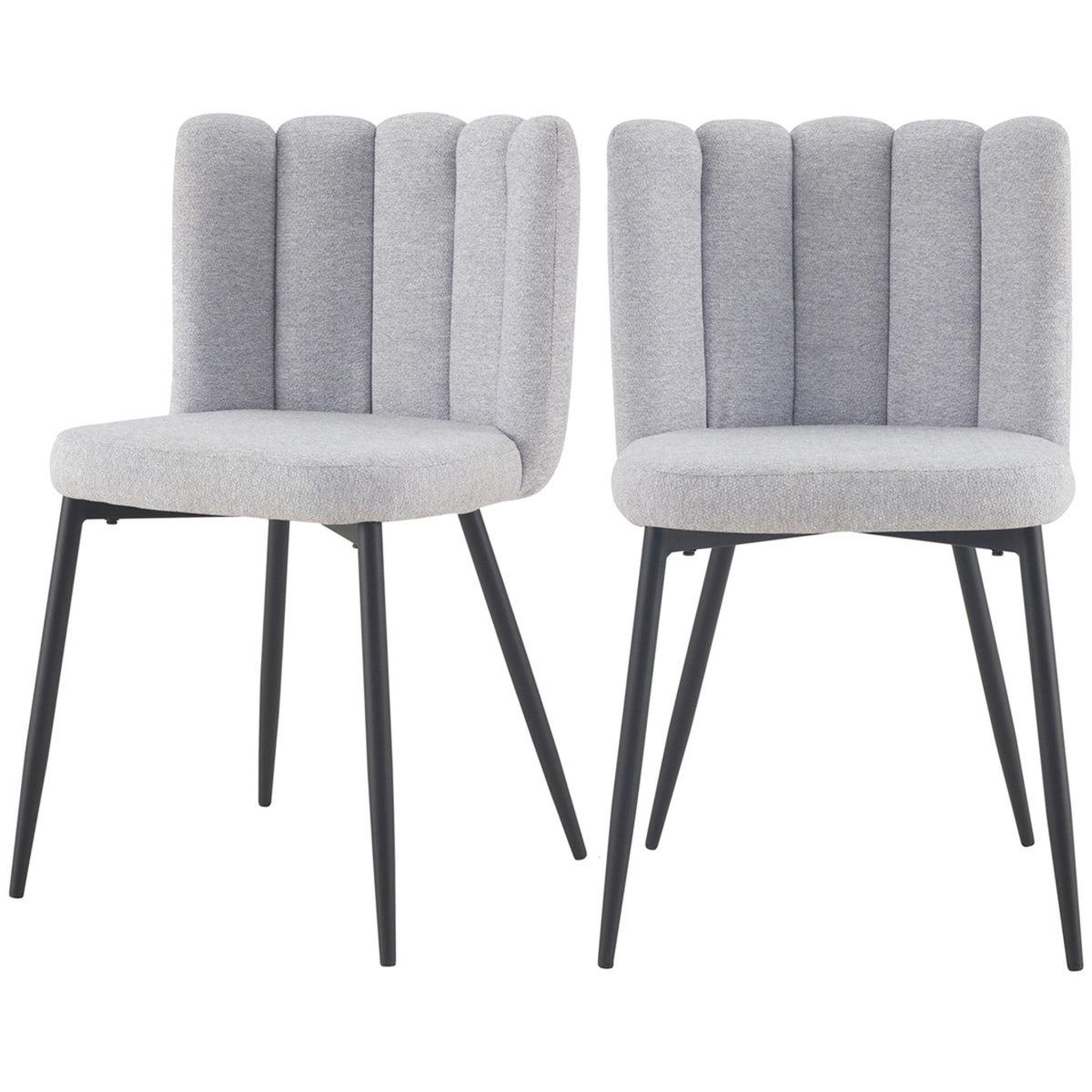 MAISON PAVANE Lot de 2 chaises en tissu gris et pieds en métal noir-rosy