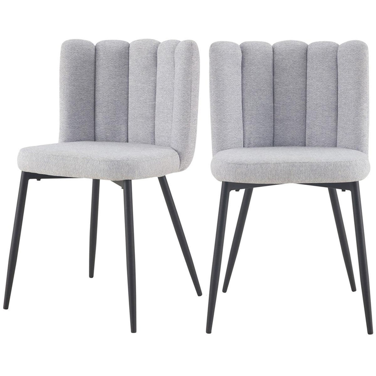 Rendez vous déco Lot de 2 chaises en tissu gris et pieds en métal noir-Rosy