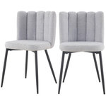 Rendez vous déco Lot de 2 chaises en tissu gris et pieds en métal noir-Rosy