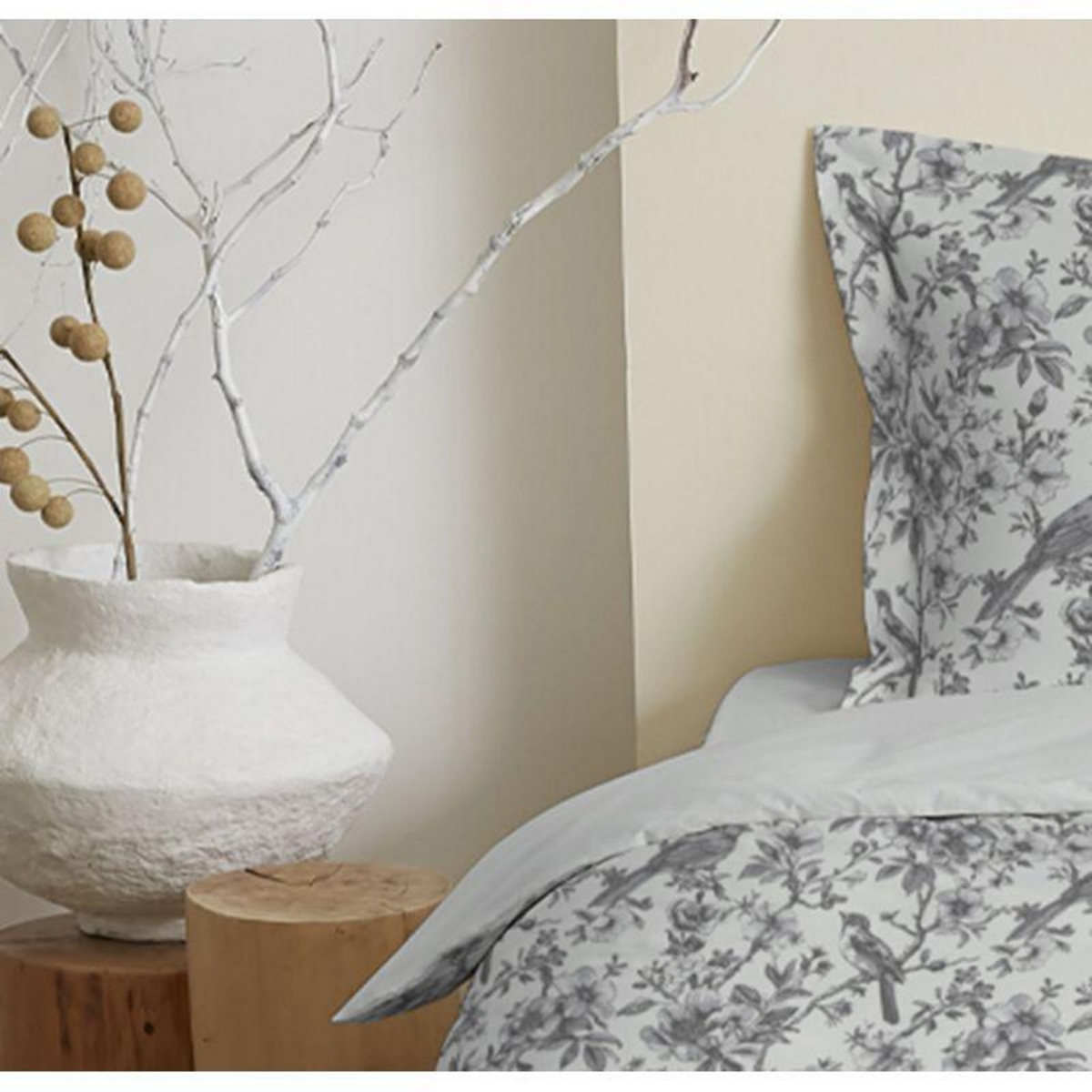 COTON PUR Parure de draps 4 pièces pour lit 140 x 190 cm Bérengère nuage