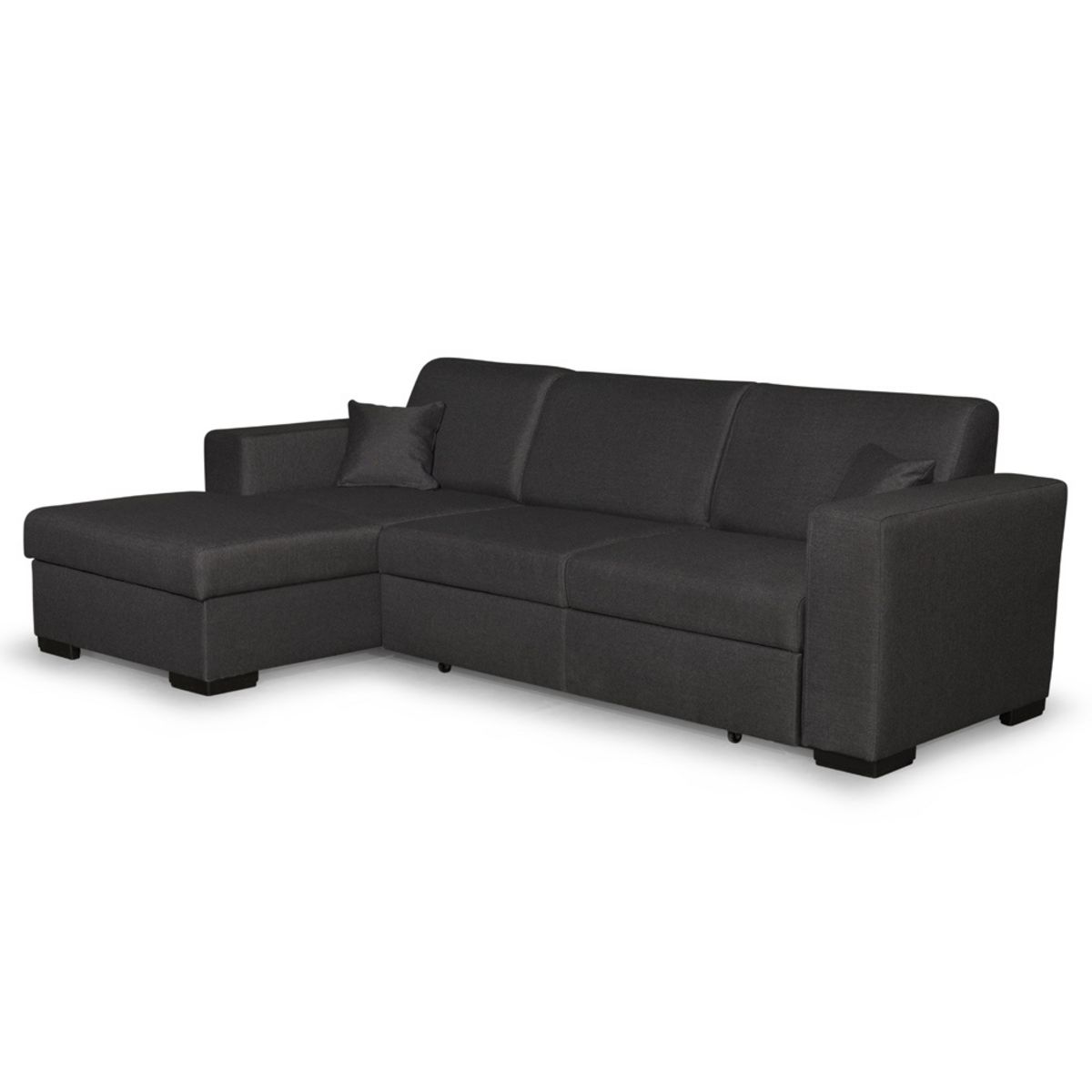 Canapé d'angle gauche convertible  4 places avec coffre tissu CARIBEA