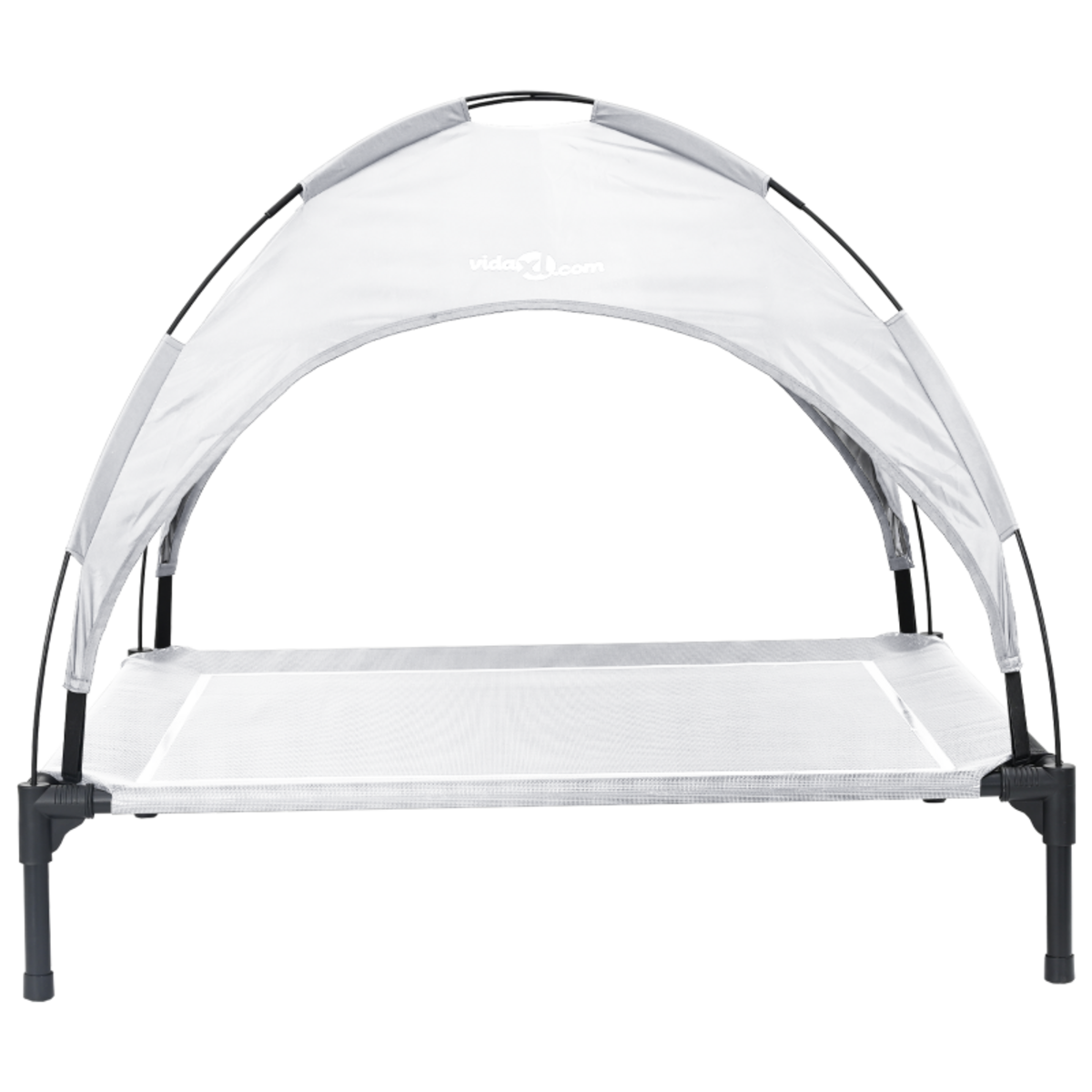 VIDAXL Lit surélevé pour chien avec toit amovible gris argenté XL en acier