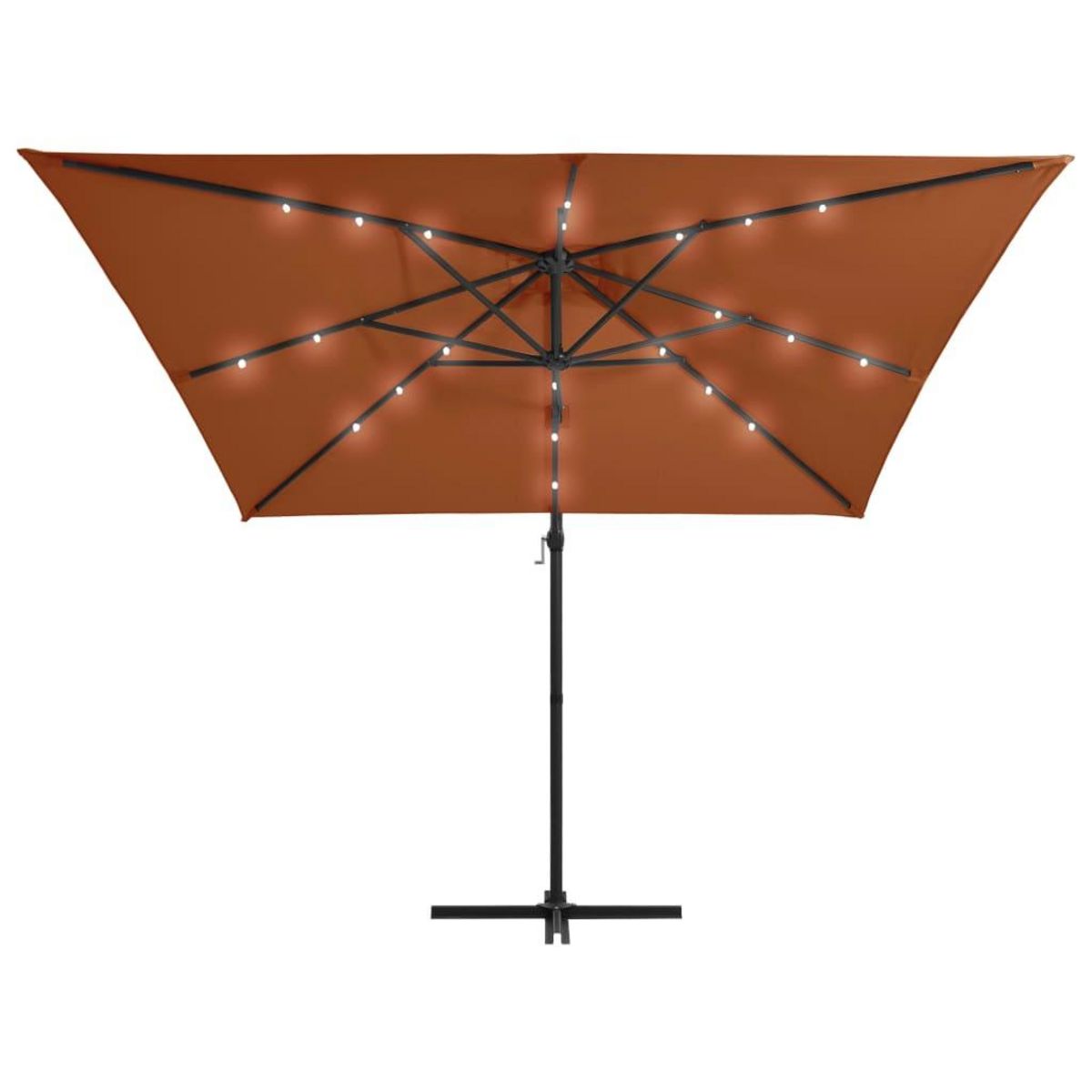 VIDAXL Parasol de jardin en porte-a-faux avec lumieres LED terre cuite