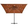 Voir la diapositive 3 : VIDAXL Parasol de jardin en porte-a-faux avec lumieres LED terre cuite