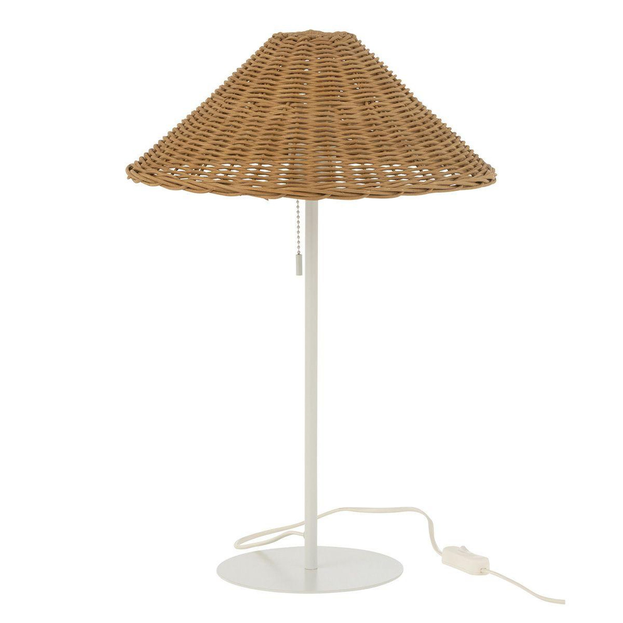 J-LINE Lampe à poser en rotin  preston  50cm naturel & blanc