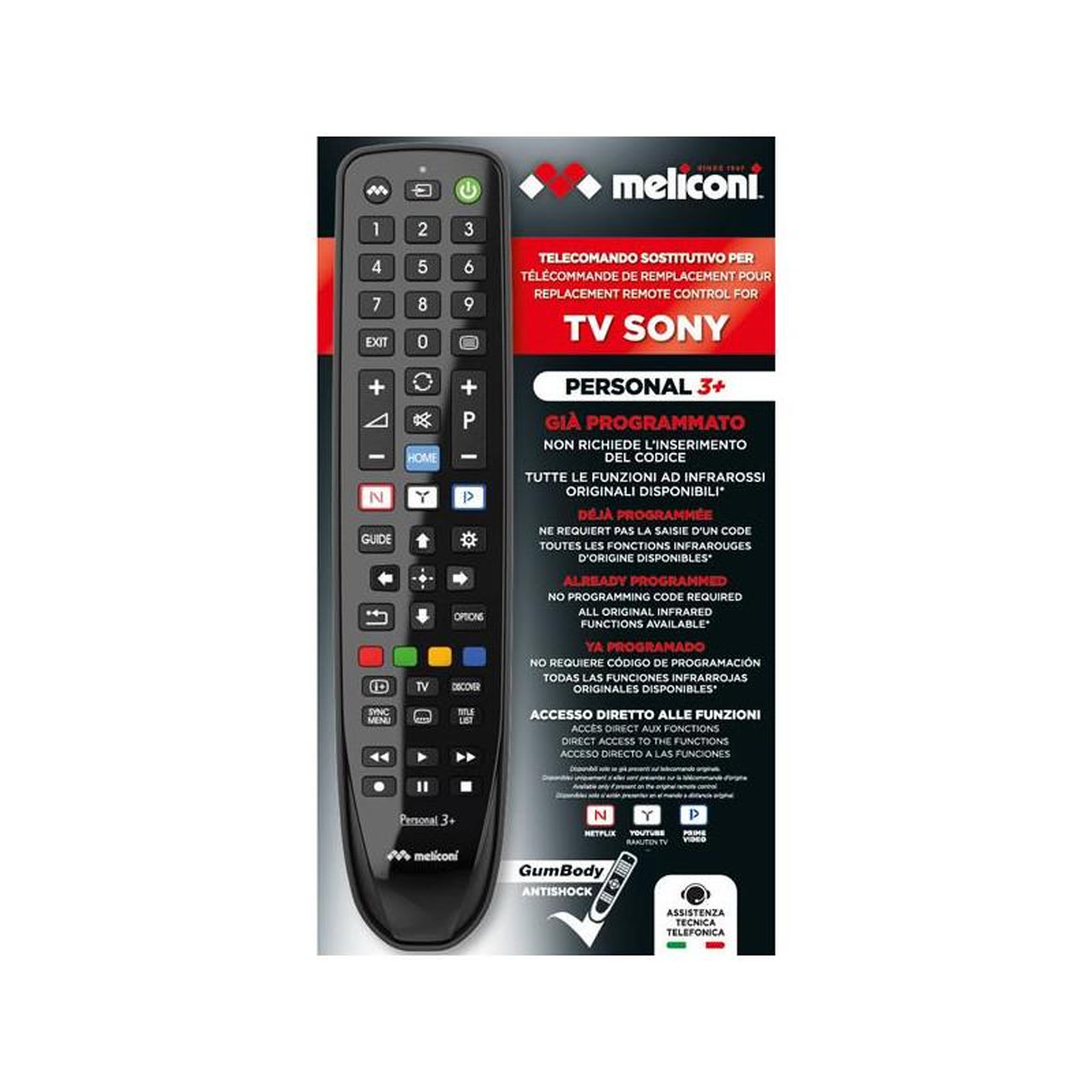 Voir la diapositive 3 : Meliconi TELECOMMANDES GAMME GUMBODY PAR MARQUE SONY MELICONI - PERSONAL3+