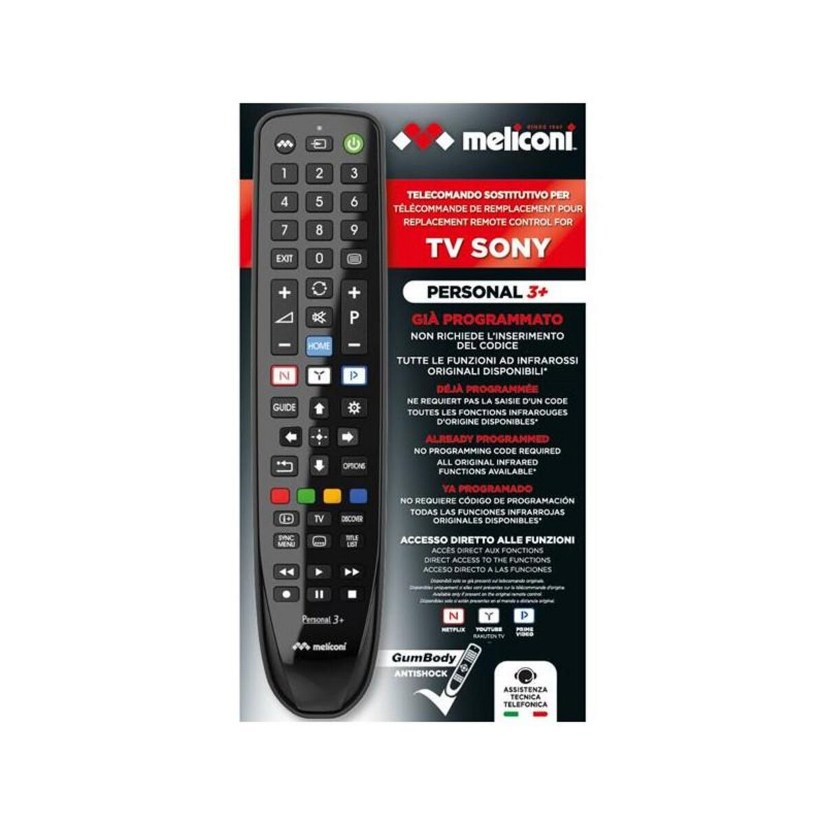 Meliconi TELECOMMANDES GAMME GUMBODY PAR MARQUE SONY MELICONI - PERSONAL3+
