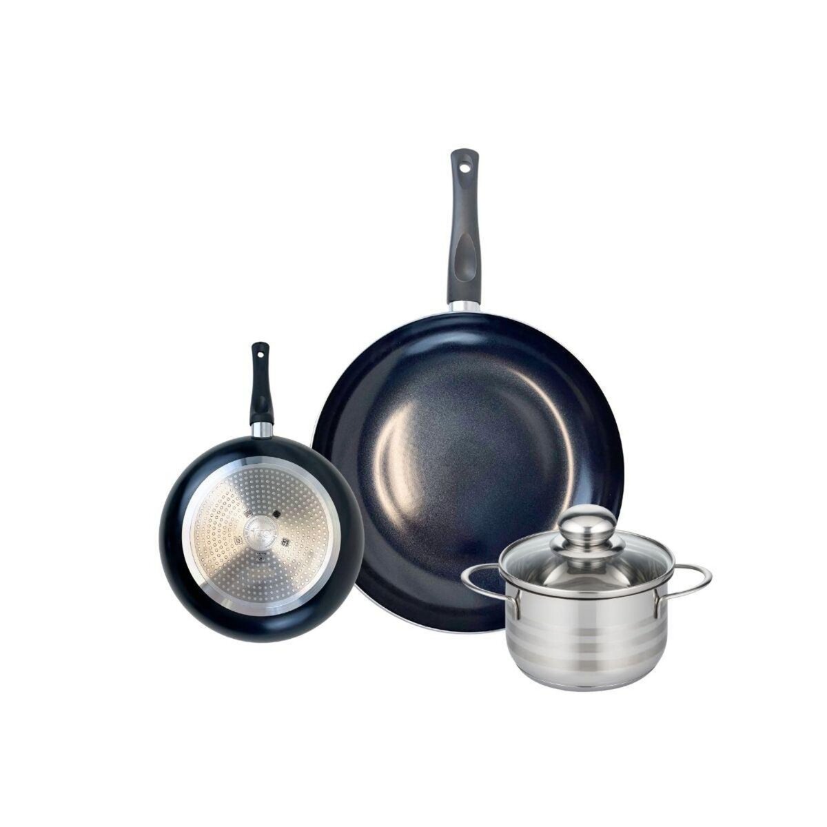 ELO Ensemble de 2 Poêles de cuisson 20 et 32 cm et 1 faitout 16 cm Elo Prima Brillant