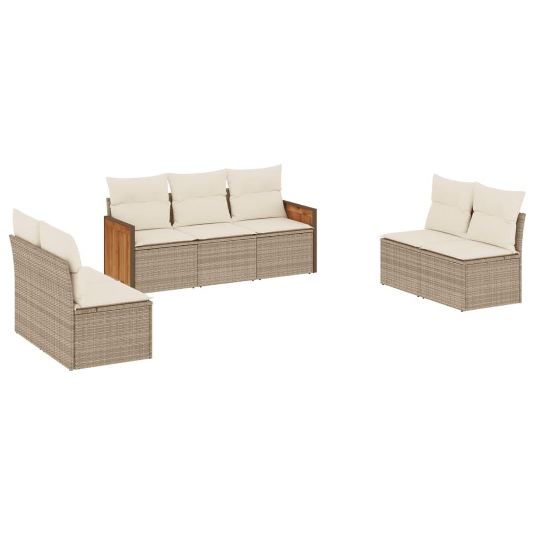 Voir la diapositive 2 : VIDAXL Salon de jardin avec coussins 7 pcs beige resine tressee