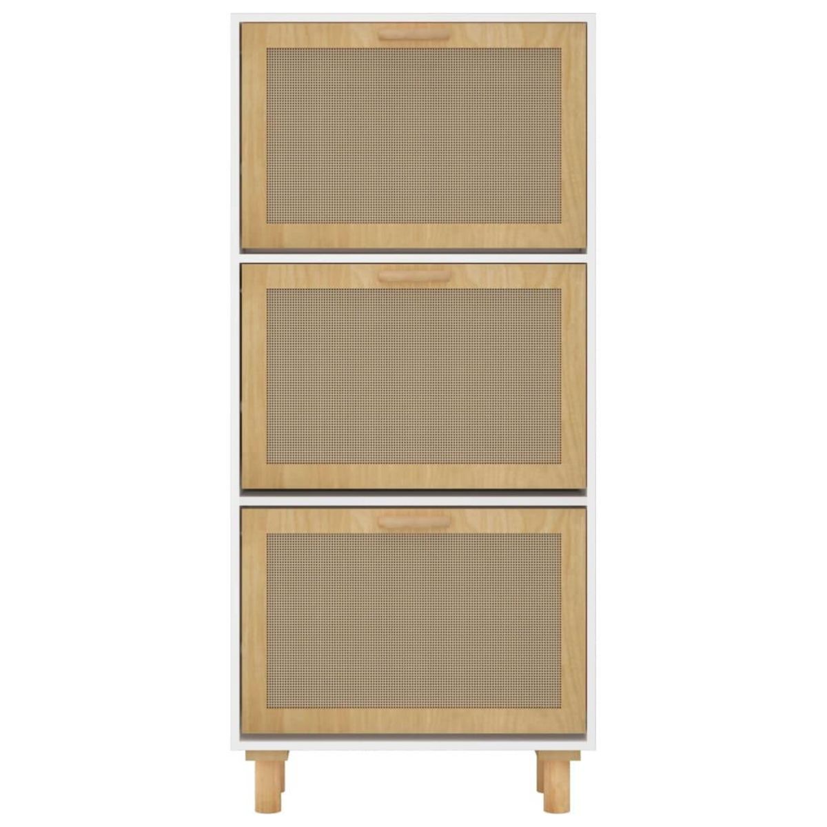 VIDAXL Armoire a chaussures Blanc 52x25x115 cm Bois d'ingenierie/rotin
