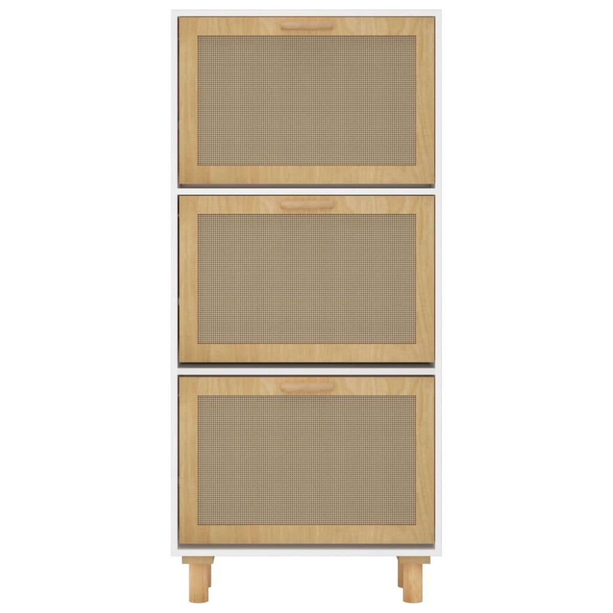 VIDAXL Armoire a chaussures Blanc 52x25x115 cm Bois d'ingenierie/rotin