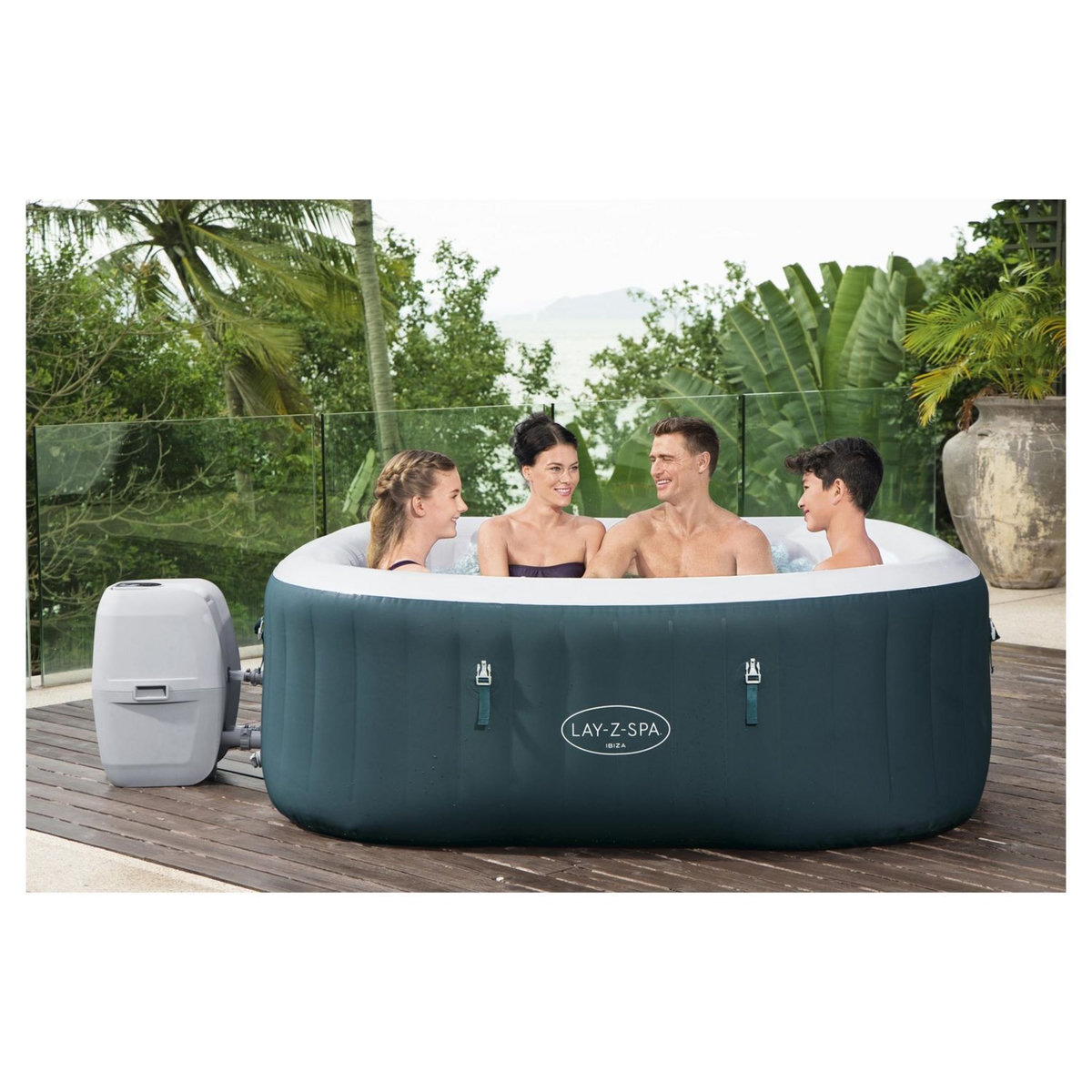 BESTWAY Spa gonflable carré 4-6 personnes 180x180x66cm IBIZA