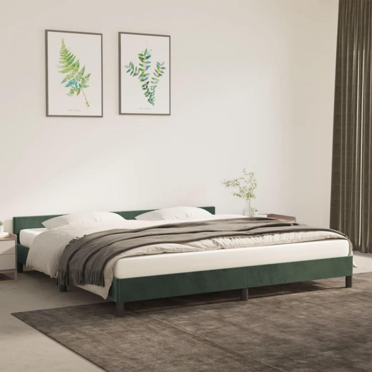 VIDAXL Cadre de lit sans matelas vert fonce 200x200 cm velours