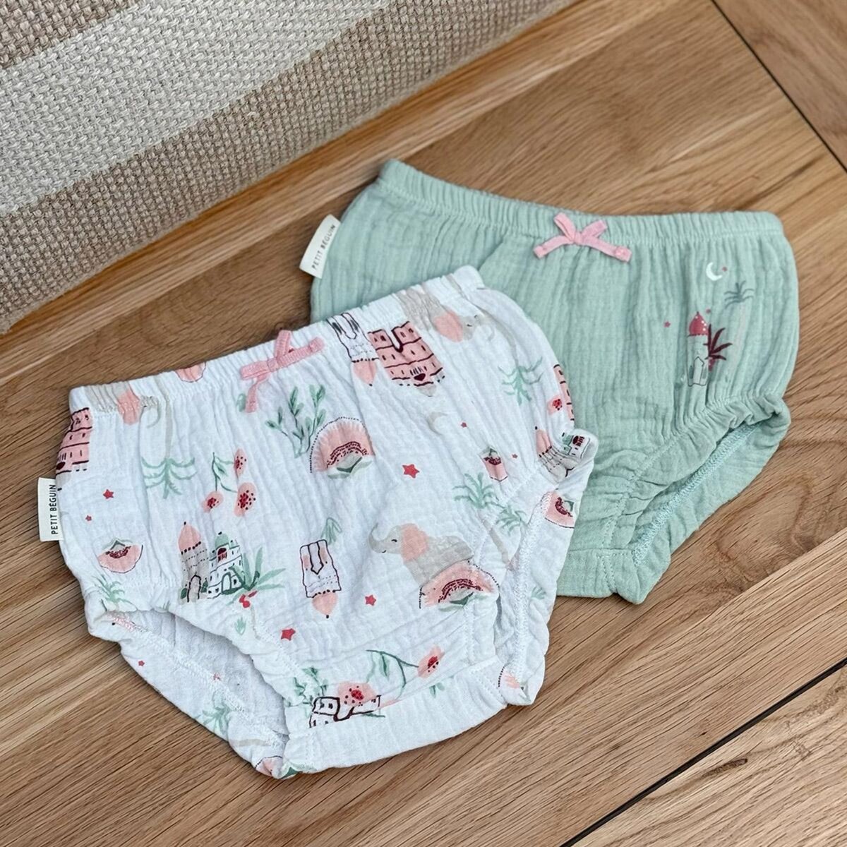 Petit Béguin Lot de 2 bloomers bébé en gaze de coton Arya