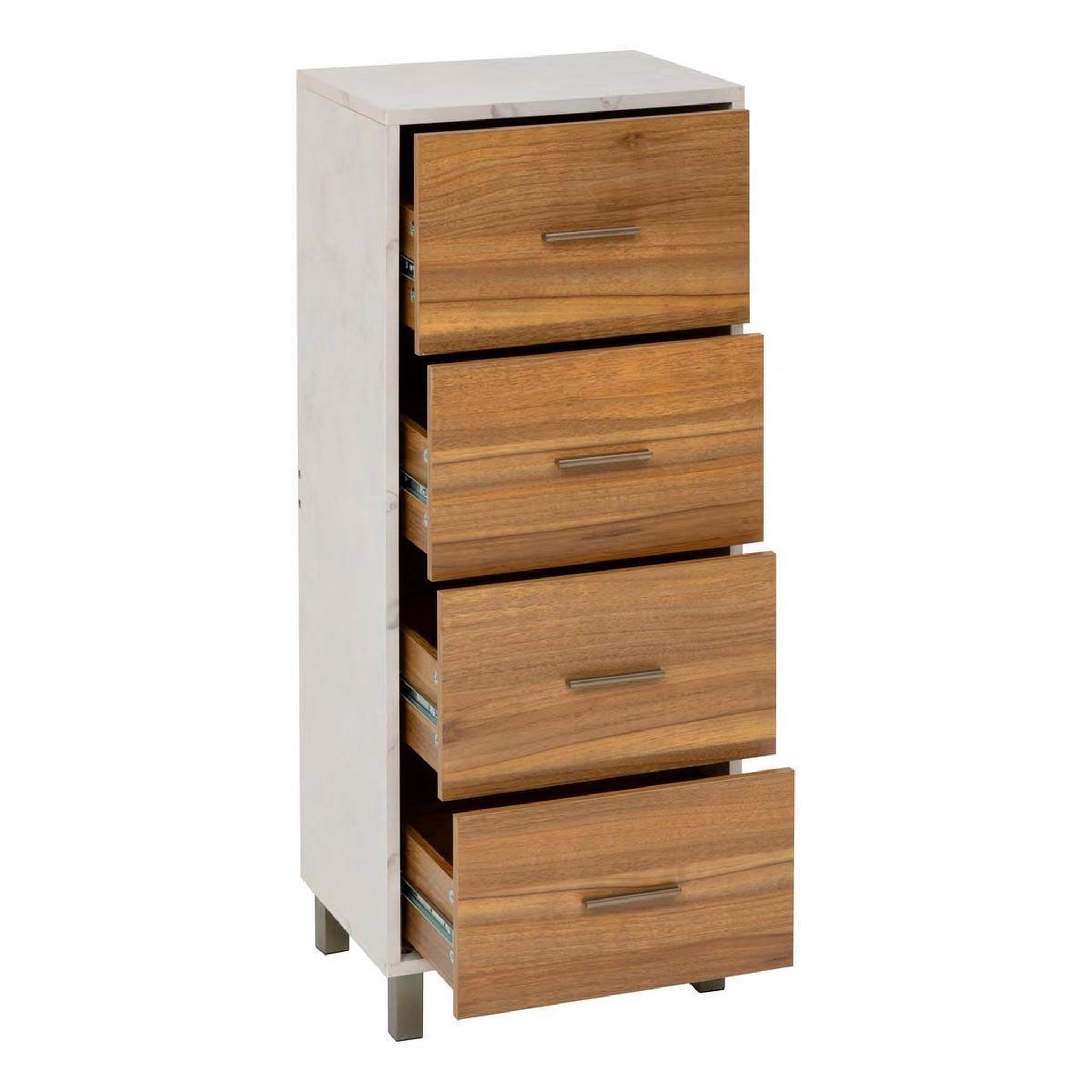 Voir la diapositive 2 : FIVE Meuble de rangement 4 tiroirs  côme  97cm beige
