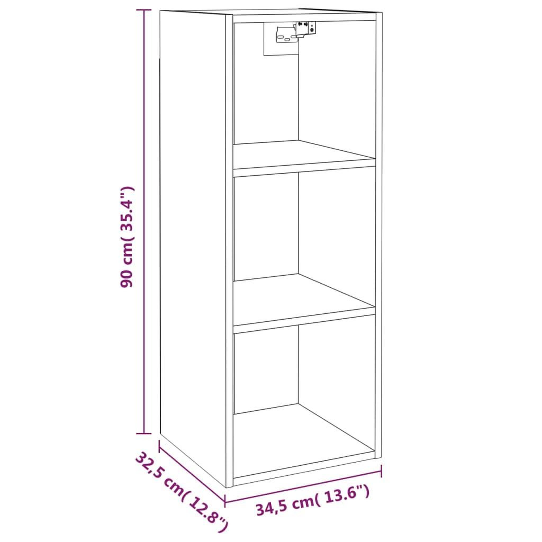 Voir la diapositive 6 : VIDAXL Armoire murale sonoma gris 34,5x32,5x90 cm bois d'ingenierie