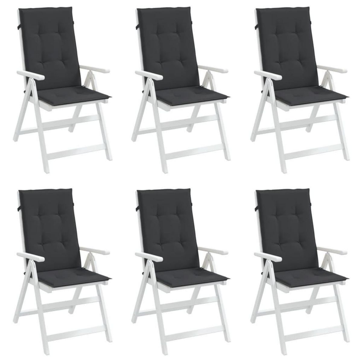 VIDAXL Coussins de chaise de jardin a dossier haut lot de 6 noir tissu
