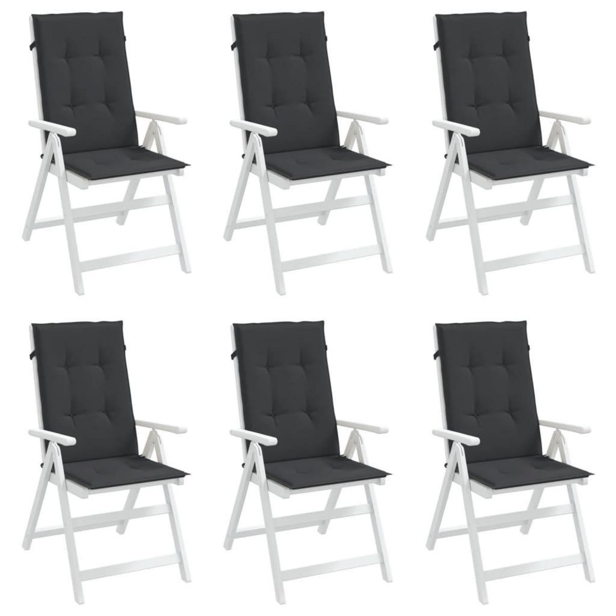 VIDAXL Coussins de chaise de jardin a dossier haut lot de 6 noir tissu