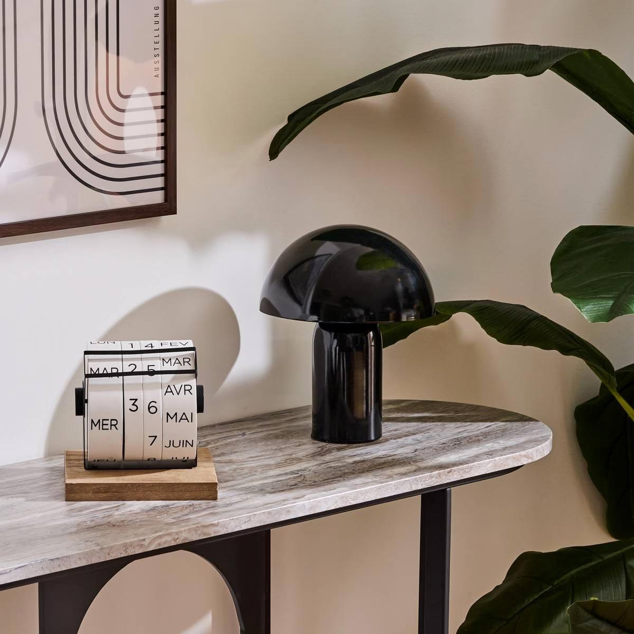 Voir la diapositive 5 : ATMOSPHERA Lampe à poser champignon  lito  24cm noir